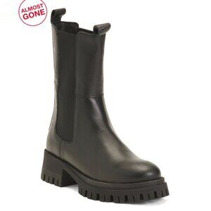 RIZZOLI Black Made In Italy Leather Mid Ankle Chelsea Booties